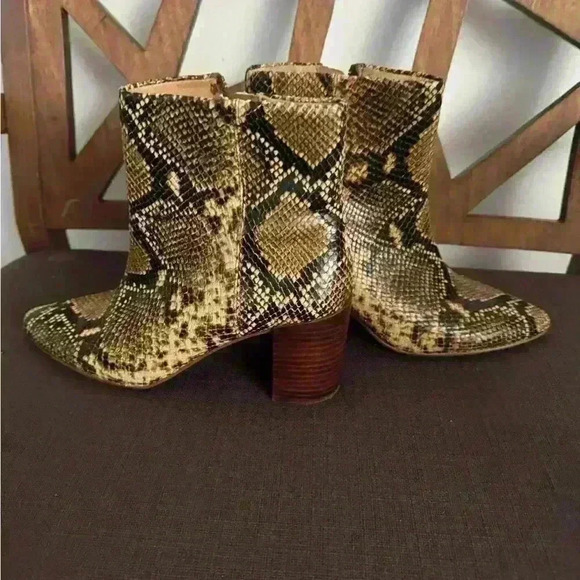 MADEWELL FIONA BOOTS SNAKE EMBOSSED LEATHER STACKED HEEL PONITY TOE 6 1/2 - Picture 5 of 6